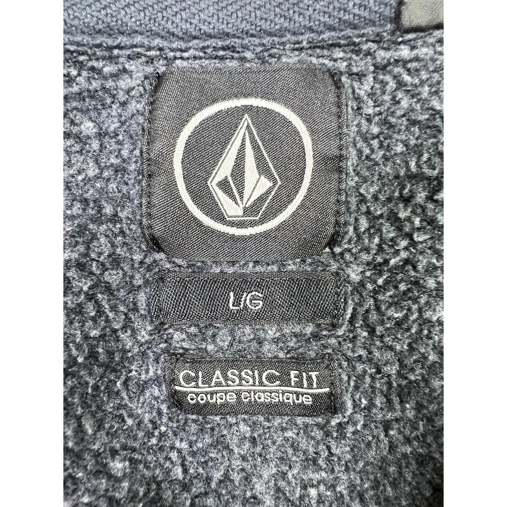 Volcom Hoodie Mens Large Blue Classic Fit Fleece Henley Pullover Sweatshirt - Picture 7 of 13